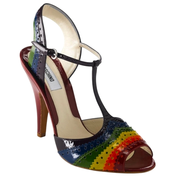 Moschino Shoes - Moschino Rainbow Leather Heels 8.5